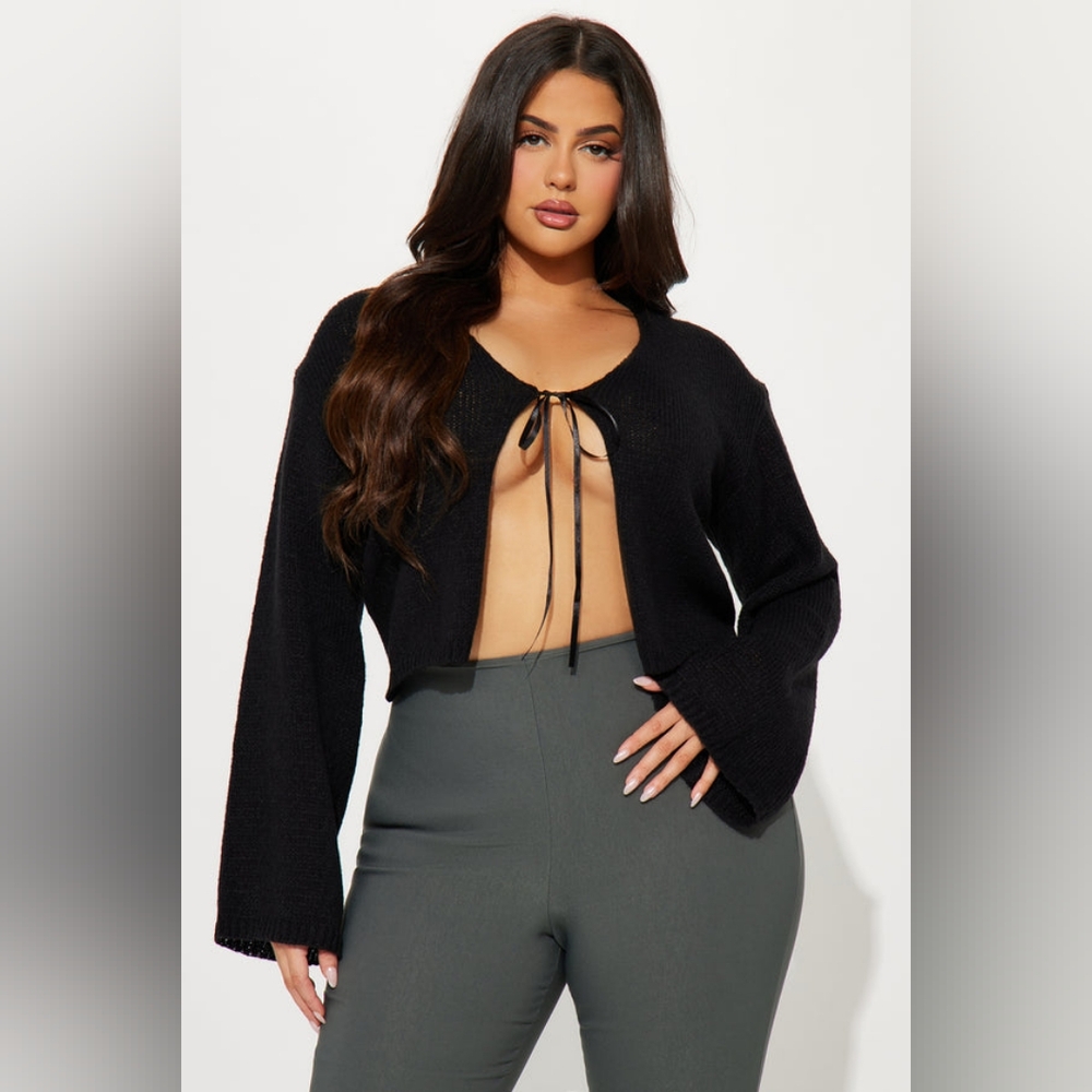 Black Tie-Front Cardigan